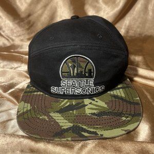 Vintage Seattle Supersonics Camouflage Snapback Hat 47 Brand Hardwood Classics
